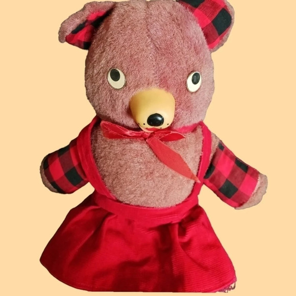 Vtg 2 bears plush w/rubber snout - Picture 3 of 9